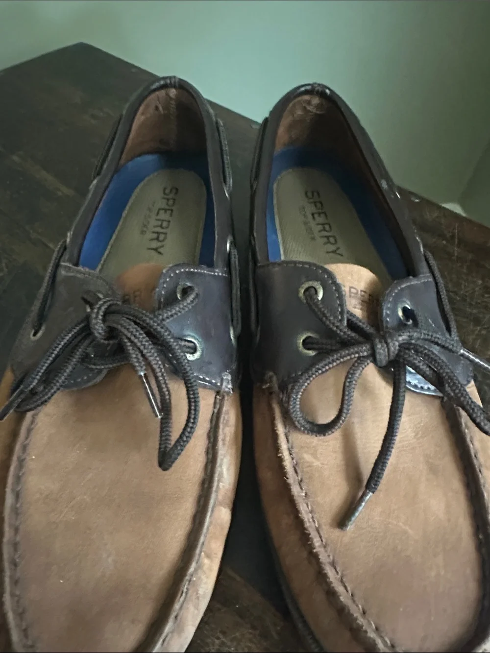 Sperry Two-Tone Brown Suede and Dark Brown Leather Deck Shoes